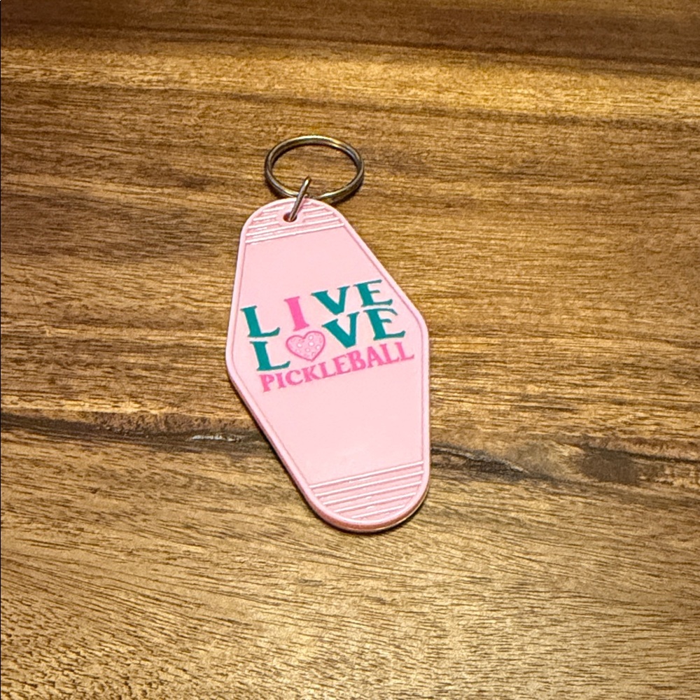 Pink Pickleball Keychain